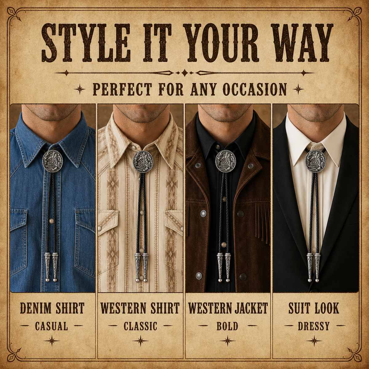 Moonlit Howling Wolf Silver Bolo Tie outfit styling guide